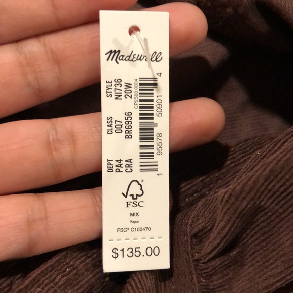 Madewell NWT Plus Corduroy Seamed Long-Sleeve Mini Dress - Picture 6 of 6